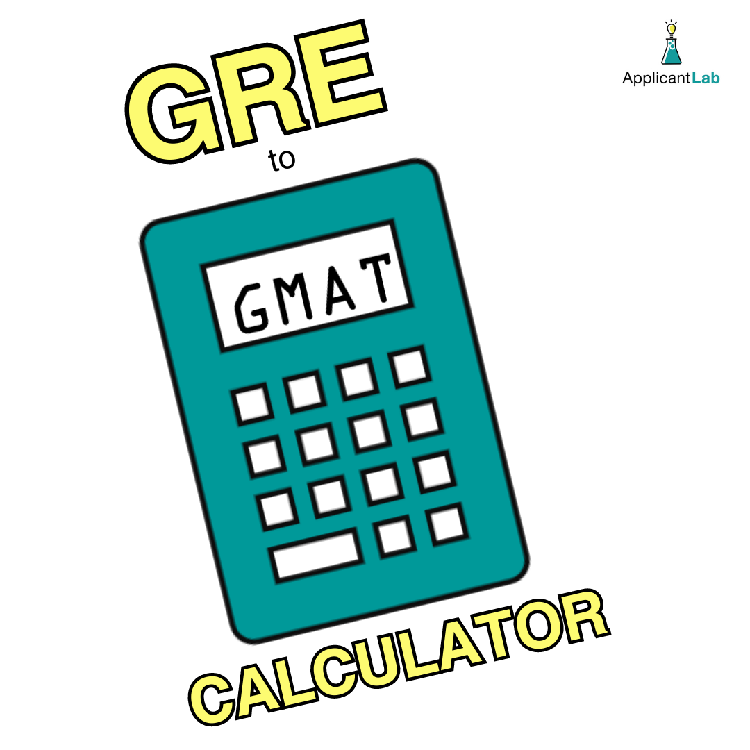 An image of a calculator with GMAT written in a digital font to signify that it's a converter between the GRE and the GMAT